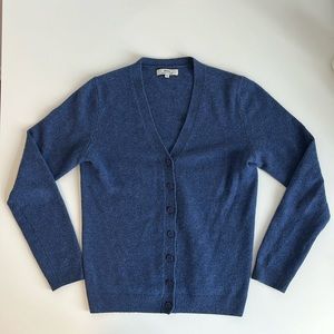 Grana 100% Mongolian cashmere blue v neck cardigan sweater XS